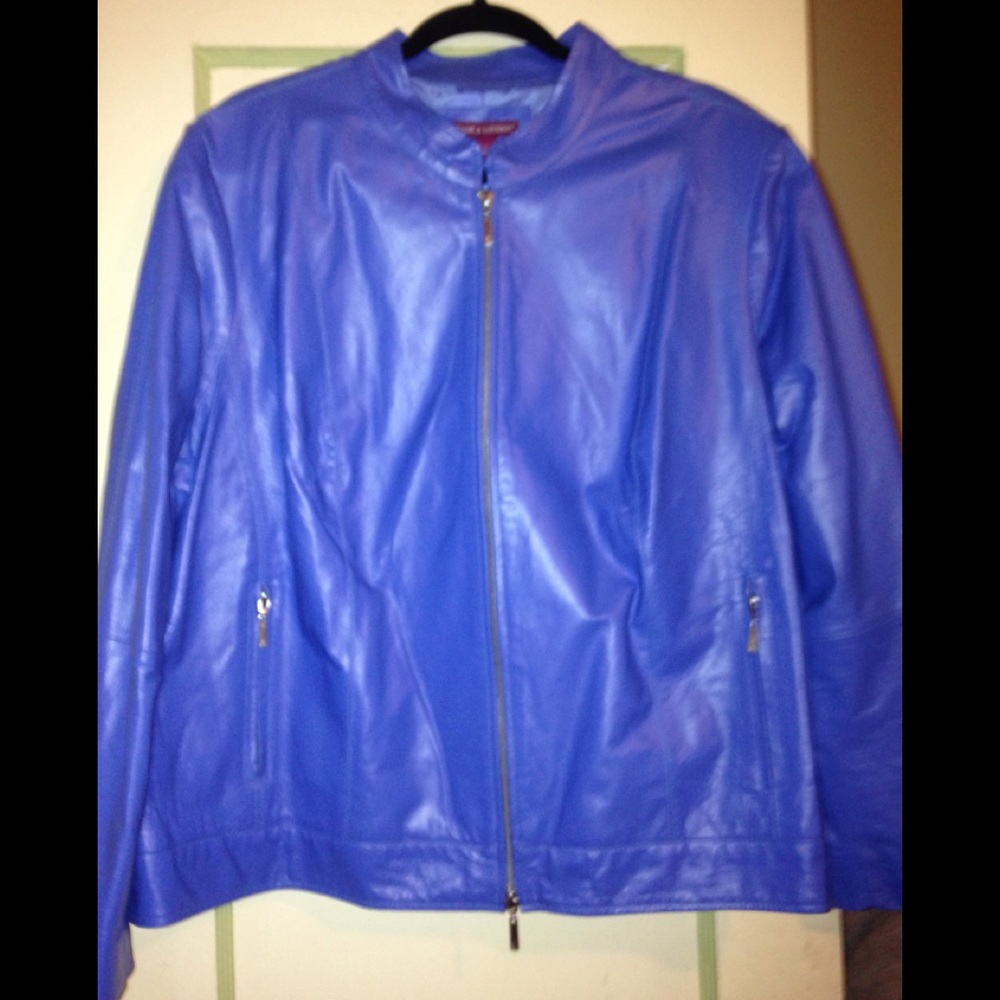 Jessica London Leather Jacket 22 in Ultramarine